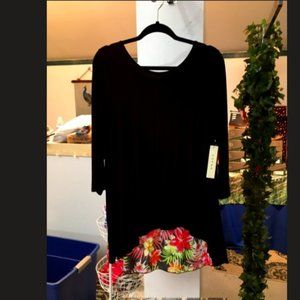 CYRUS BLACK & TROPICAL PRINT BLOUSE